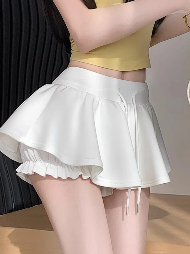 

Grey Mini Skirt Dance Sport Casual Loose Drawstring Culotte Summer Elastic Waist Yoga Breathable Running A-Line Slim Skirts
