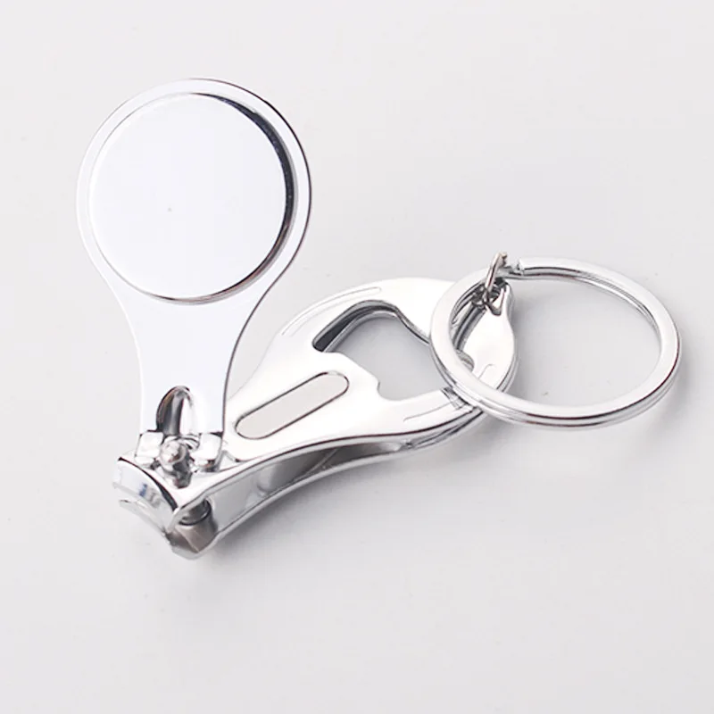 20Pcs  Multi-function Portable Bottle Opener With Key Ring Home Carbon Steel Nail Clipper Opener Manicure Tools