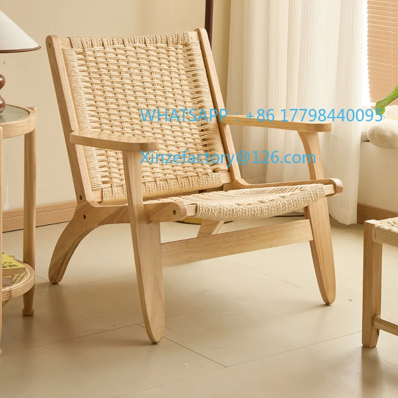 Customizable saddle chair medieval solid wood retro sofa rattan lazy chair