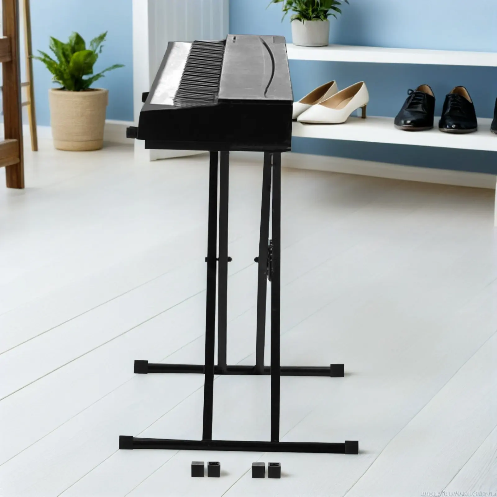 4Sets Keyboard Stand Floor Protector Pads Electronic Piano Leg Caps Double Braced Scratch-Resistant Non-Slip Feet for Digital