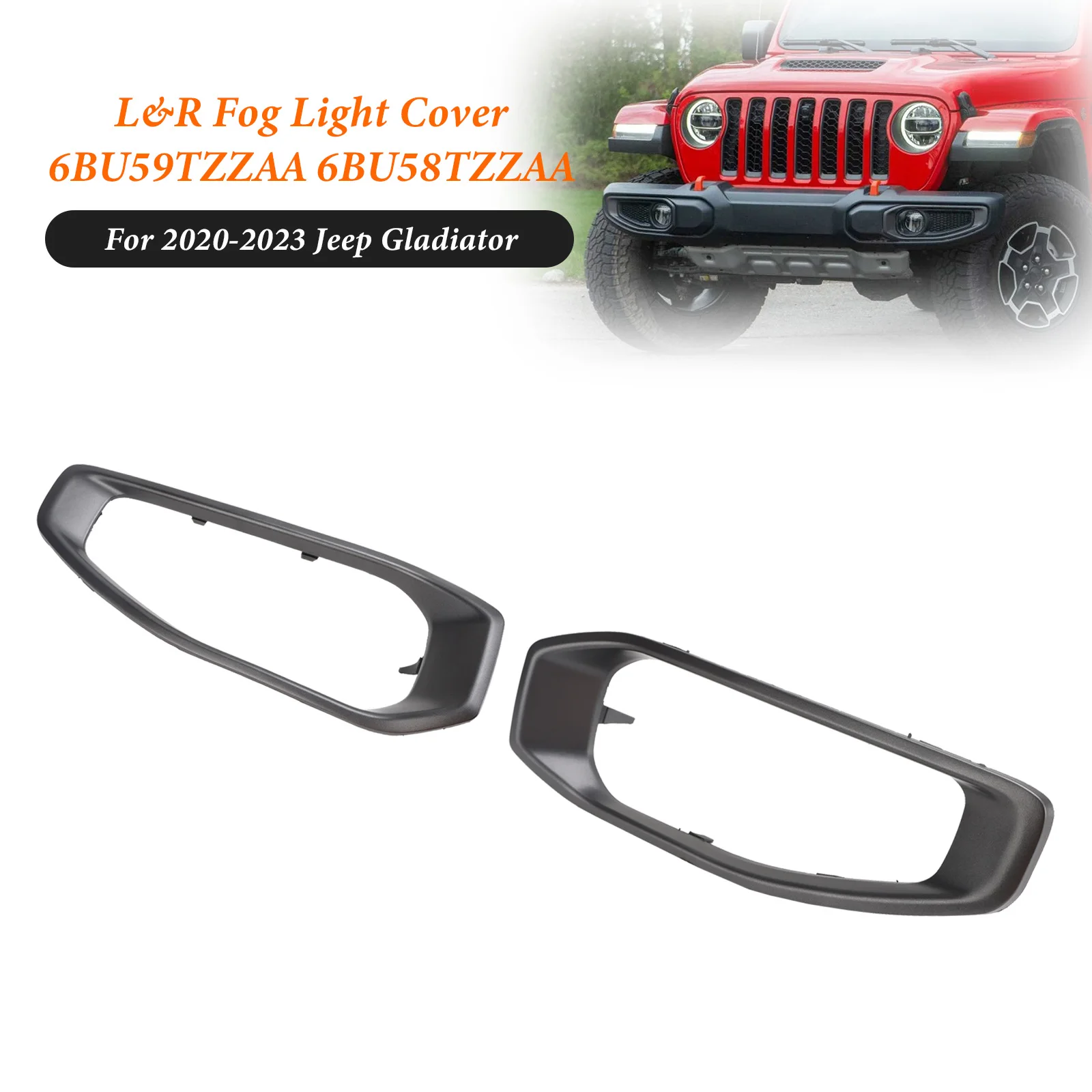 Artudatech Pair Fog Light Trim 6BU59TZZAA 6BU58TZZAA For Jeep Gladiator 2020-2023