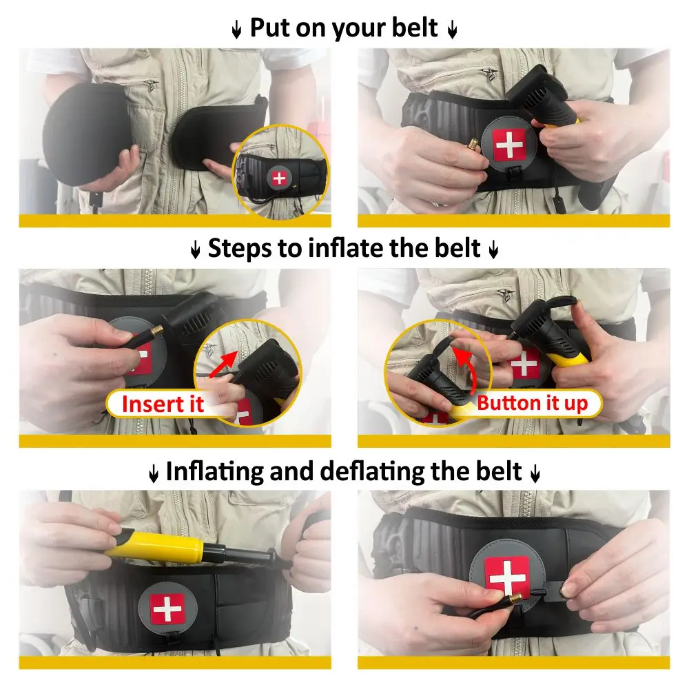 حزام خصر قابل للنفخ للجنسين مع دعم خلفي للجر الهوائي من جلد البولي يوريثان لتخفيف آلام الظهر المنخفضة معدات حماية للبالغين قابلة للتعديل