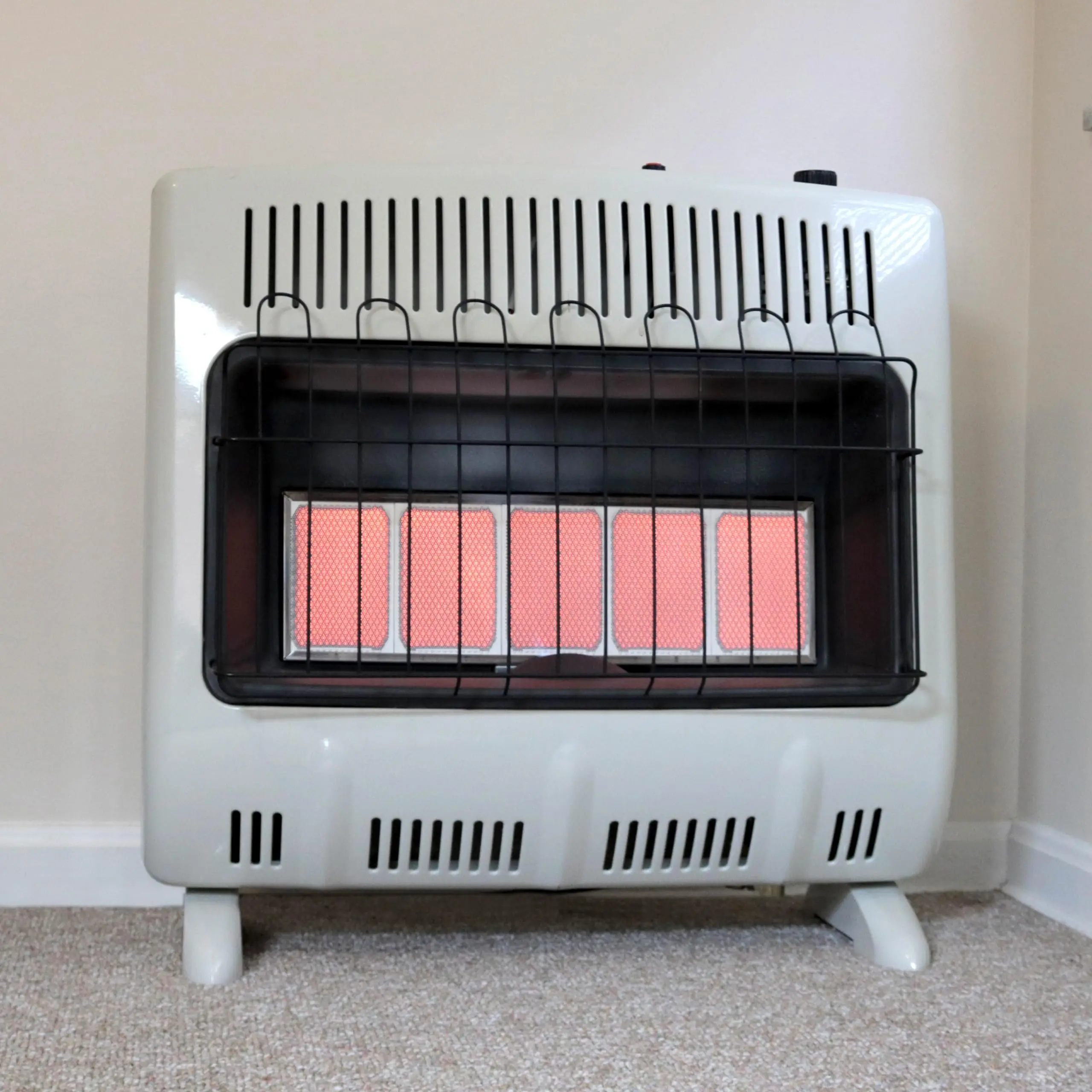 30,000 BTU Vent Free Radiant Propane Heater for Cold Rooms Additions Sun Rooms & Cabins - White High Efficiency