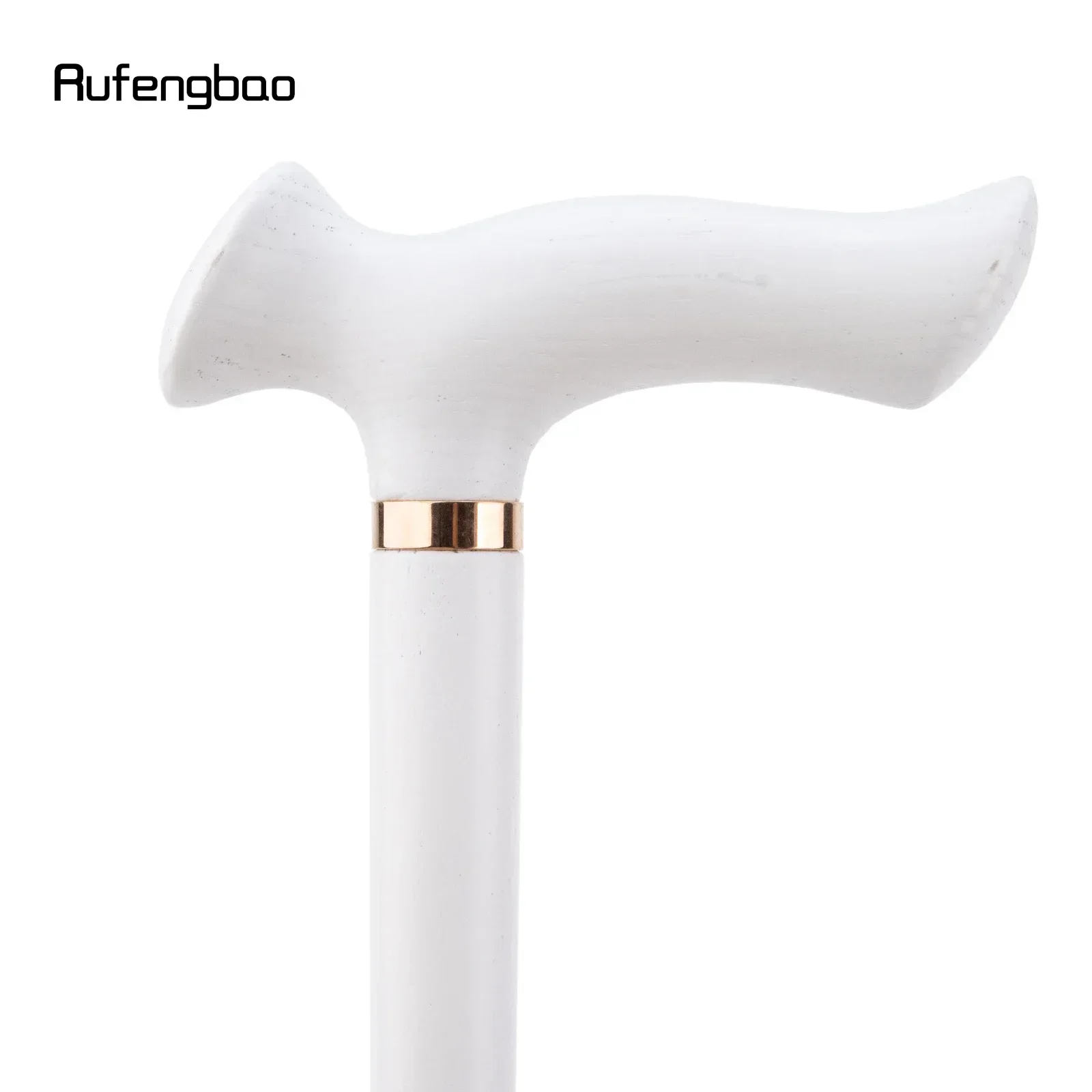 White Ergonomics Wooden Single Joint Walking Stick Decorative Cospaly Party Walking Cane Steampunk & Everyday Use 96cm