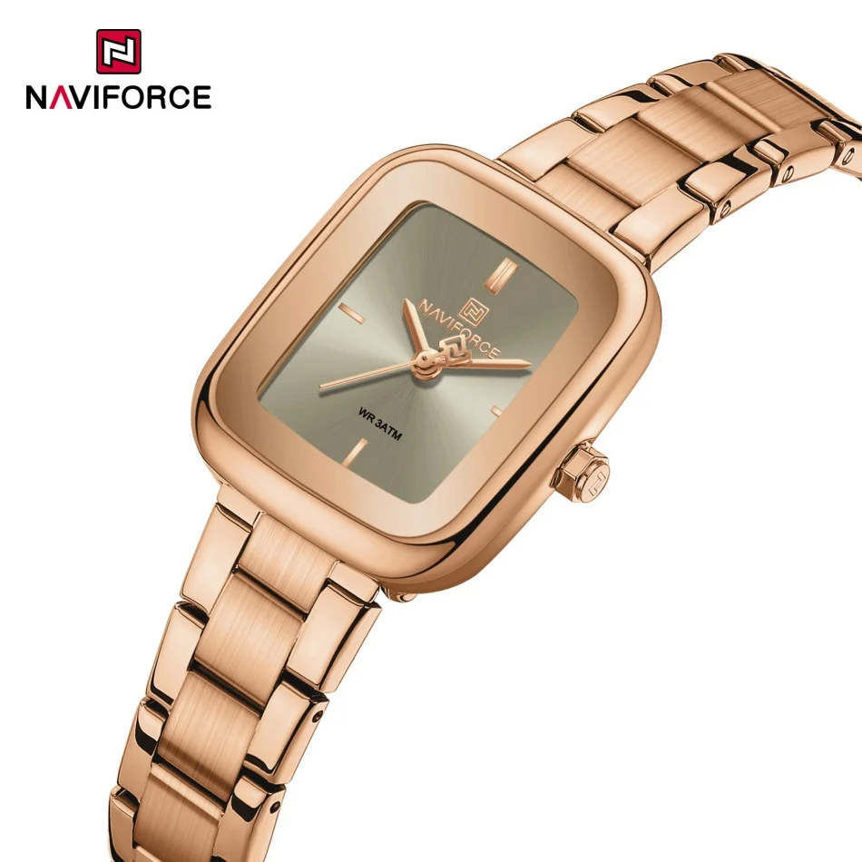 New NAVIFORCE Women's Vintage Fashion Watch 30m Waterproof Resistant Stainless Steel Band Casual Ladies Timepiece Wristwatch