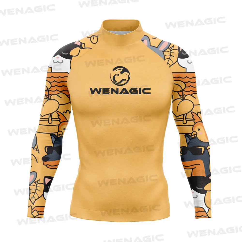 Men Rash Guard Surfing Diving Tee Swimwear Tight Long Sleeve T Shirt Swim Floatsuit Tops UV Swimming RashGuard Prevent Jellyfish