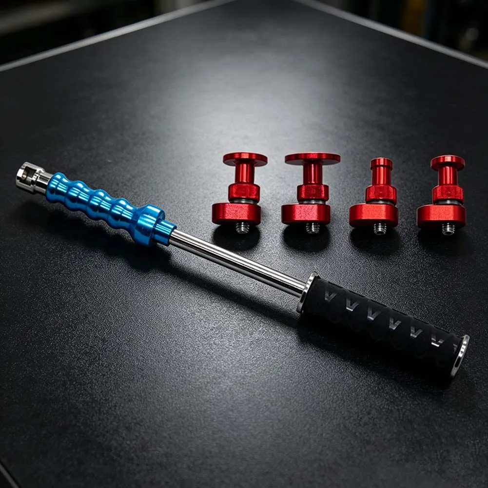 Car Bodywork Dent Repair Tool Featuring 31 to 44 cm Adjustable Sliding Hammer and 4 Pull Tabs for Easy Handling