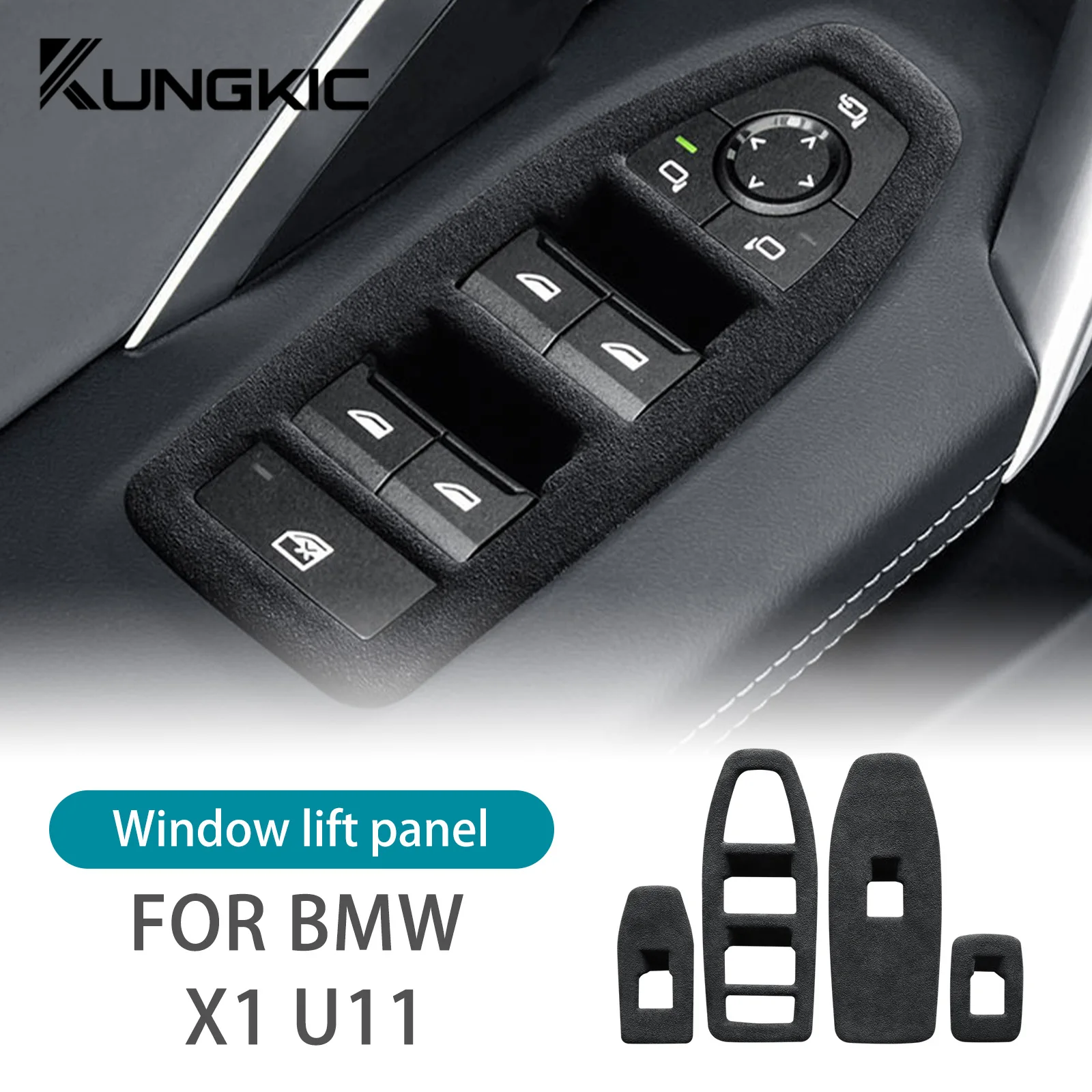 

KUNGKIC итальянская верхняя замшевая крышка панели подъема окна для Bmw X1 U11 2023 2024, панель переключателей LHD RHD, аксессуары для внутренней отделки автомобиля
