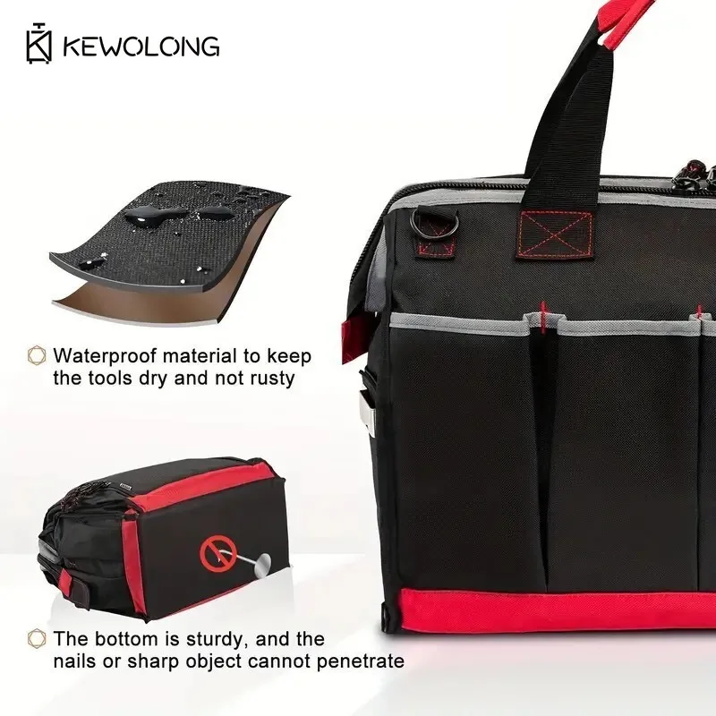 กระเป๋าเครื่องมือสะพายไหล่อเนกประสงค์ - กระเป๋าเครื่องมือช่างไฟฟ้าสำหรับงานหนัก ชุดติดตั้งแบบสะพายข้างสำหรับการซ่อมและบำรุงรักษา