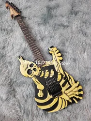 6-string skull electric guitar, maple fingerboard, silver accessories, tremolo system, free shipping