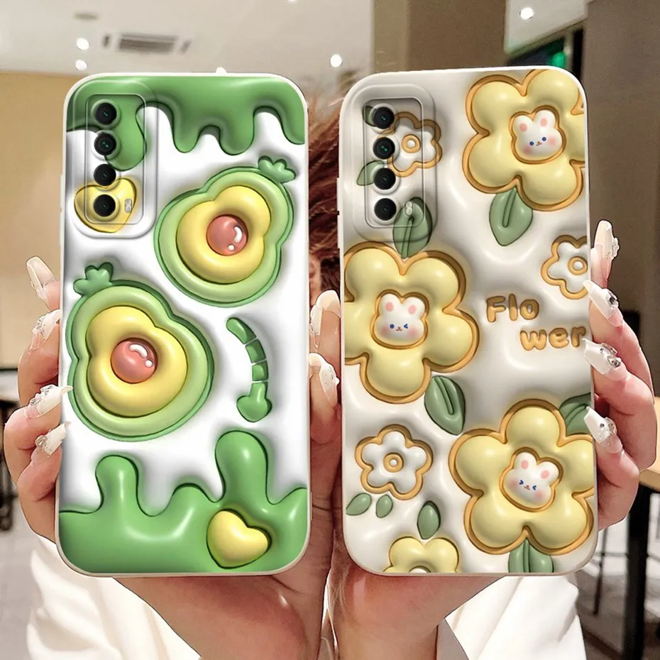 Lens Protective Case For Huawei P Smart 2021 PPA-LX1 PPA-LX2 / Y7A PPA-LX3 Lovely Printing Soft Silicone TPU Phone Cases