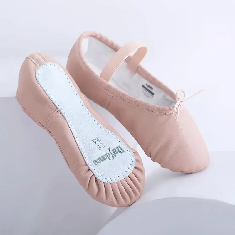 Genuine Leather Ballet Shoes For Girls Children Professional Ballroom Dance Soft Flat Shoes Kids Sheepskin Sneaker