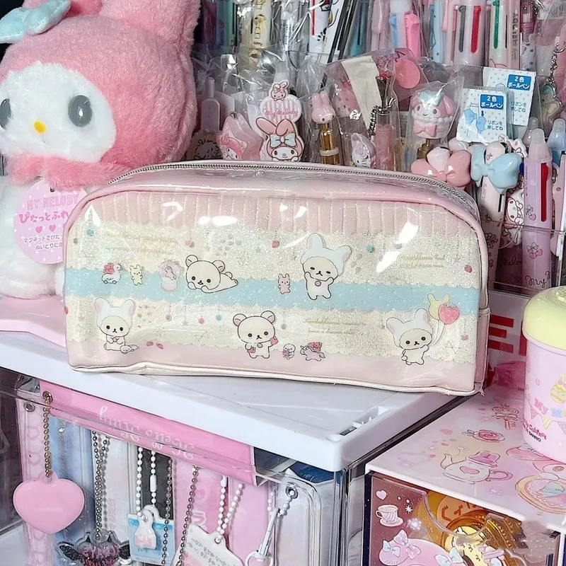 Rilakkuma Sweet Dream Series Estojo de lápis fofo de grande capacidade para estudantes bolsa de armazenamento de papelaria presente de Natal