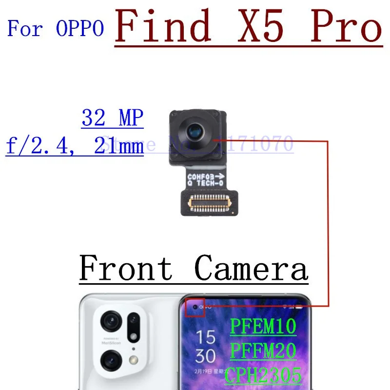 Original Rear Front Camera For OPPO Find X5 Pro PFFM10 PFFM20 Backside Facing Frontal Selfie Back Camera Module Parts