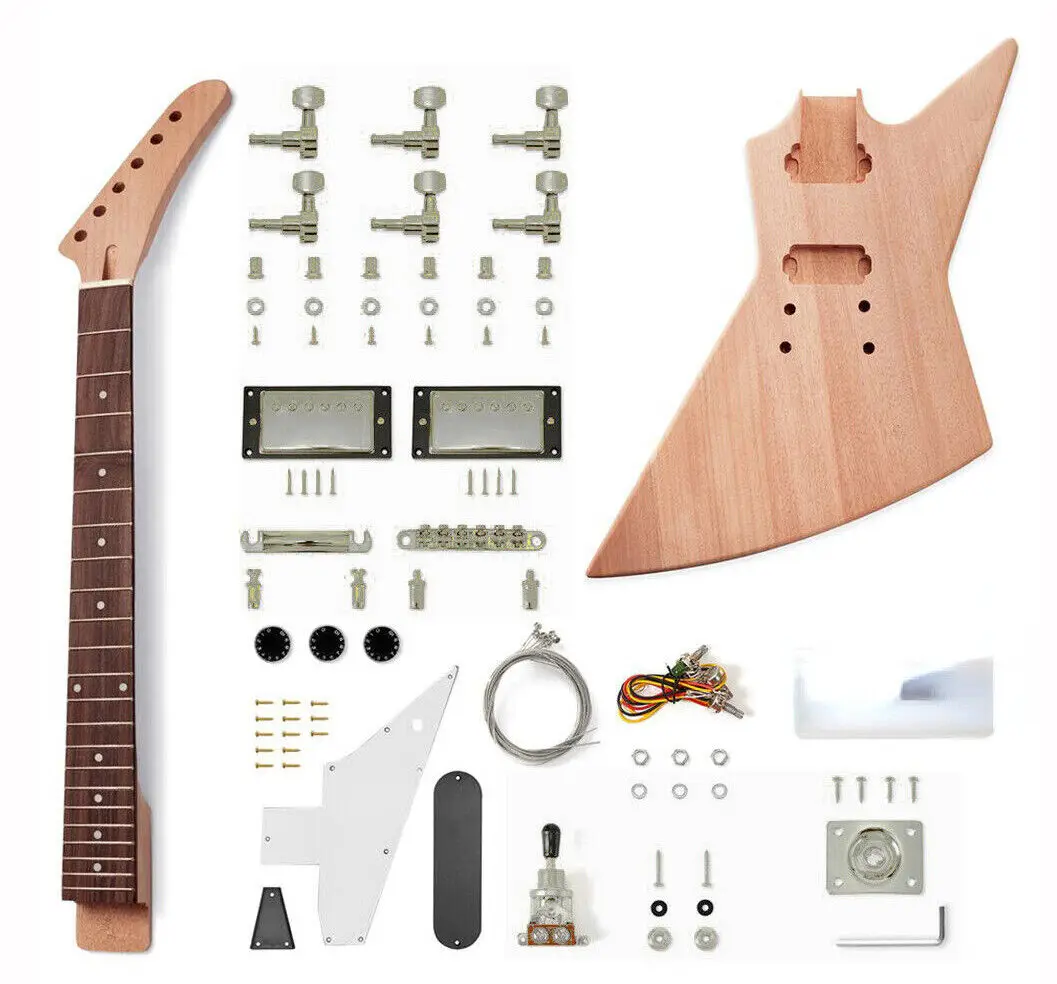 

1Set guitar Kit Guitar neck 22fret Guitar Body Banana Head Dot Inlay Set in Heel TZ45