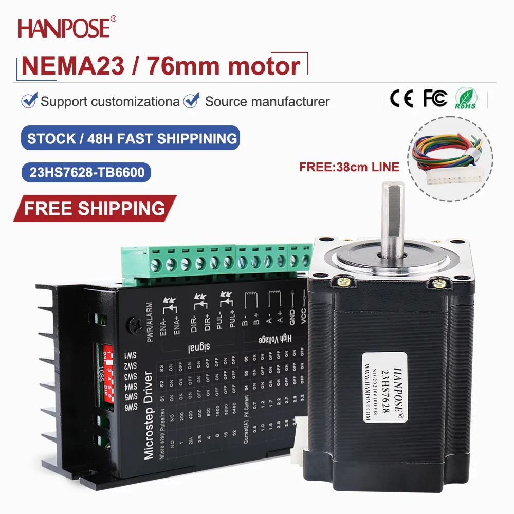 

Stepper Motor NEMA23 23HS7628+TB6600 drive 1.89N. m 2.8A Automation Equipment Manufacturer Direct Sales