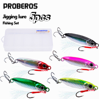 PROBEROS 5pcs Metal Jig Jigging Lure Fishing Set 7G-30G with Double Hooks Bionic Bait Laser Printed Eco - Friendly Coating