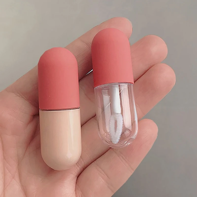 1/2/5Pcs 4.5ml Lip Glaze Empty Tube Mini Small Capsule Circular Bottle Frosted Rubber Transparent Plastic Lipstick Empty Tube