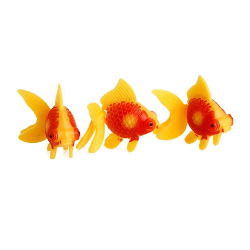 3 Pieces Artificial Moving Small Fish Plastic Gold Fish  Aquarium Decoration for Fish for Tank Bright Color