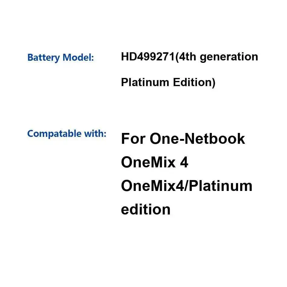 

High-Capacity 10000Mah Laptop Battery High Compatibility For One-Netbook One Mix 4 Platinum Edition HD499271 4Th Generation