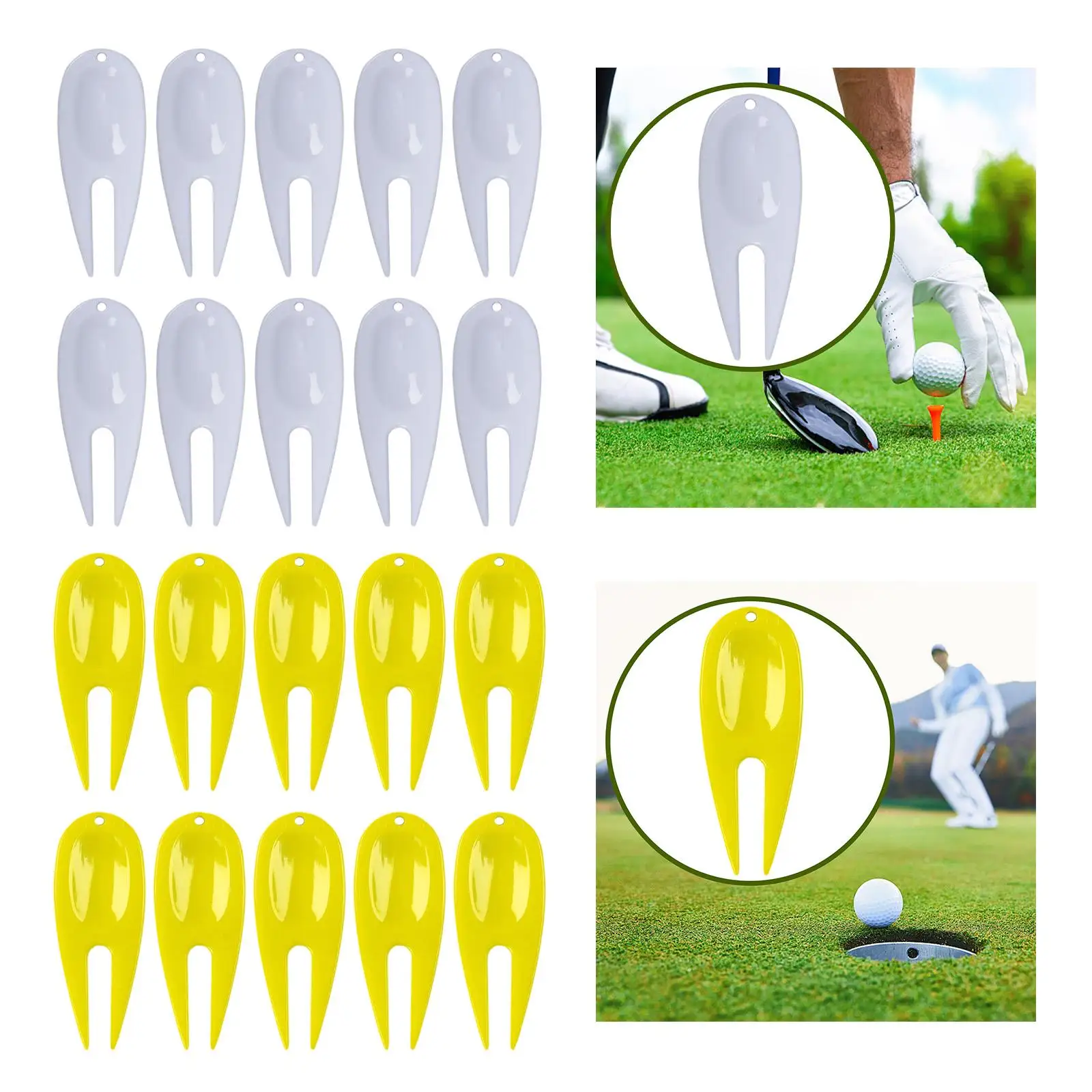 10pcs Golf Divot Tools, Portable Pitch Mark Repair Fork Putting Indicator for