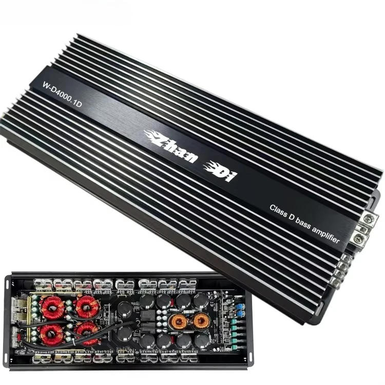 RMS Power 3000W@ 1Ω/ 1900W@ 2Ω/1200W@ 4Ω High Power D-class 1 Channel Car Amplifier Aluminum Mono Drive for Subwoofer Speaker