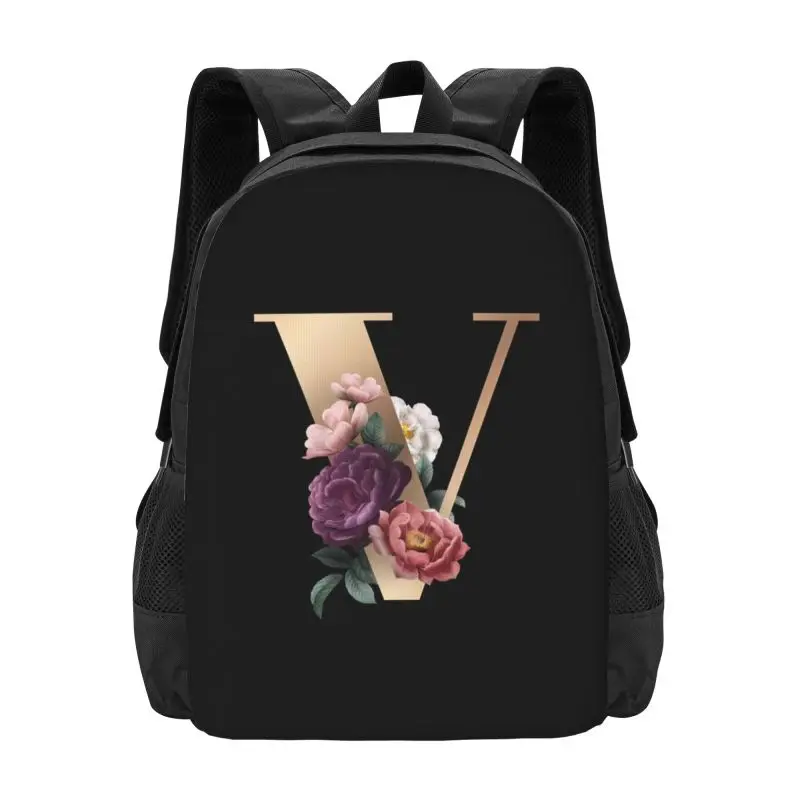 Initial  Alphabet flower Backpack School Suitable for student holiday and travel backpack laptop USB Backpack