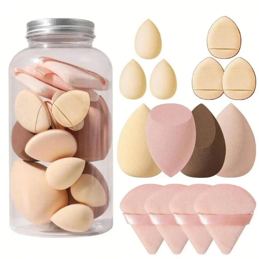 New 14Pcs Makeup Sponge Blender Cosmetic Puff Beauty Egg Foundation Sponges with Storage Bottle Powder Puffs Make Up Accessories