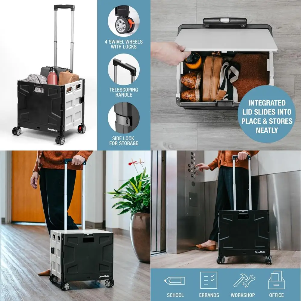 ลังกลิ้งหมุนได้ 4 ล้อพร้อมฝาปิด - ความจุ 55 ลิตร รับน้ำหนักได้ 100 ปอนด์ สีเทาเย็นเพื่อการขนย้ายและจัดเก็บที่ง่ายดาย