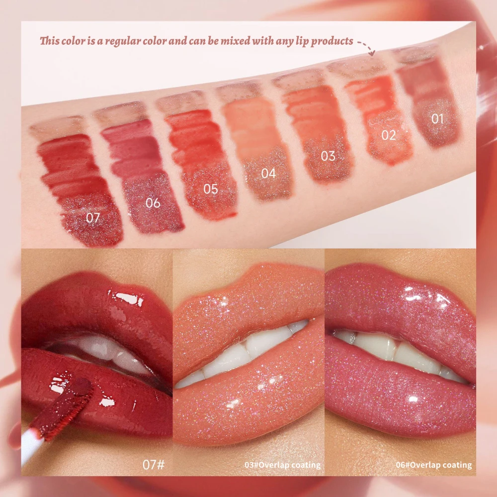 Bálsamo labial de 1 a 4 piezas, textura mate pequeña y ligera, brillo de labios de gelatina de cristal transparente, lápiz labial hidratante, Color de labios