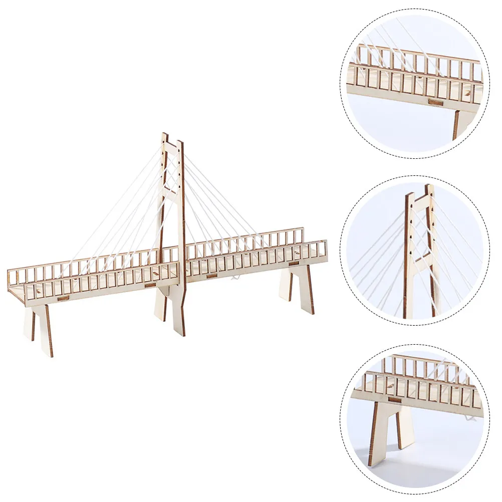 

1Pcs Cable-Stayed Bridge DIY Handmade Wooden Educational Physical Puzzle Science Kids DIY Physical Playthings for Children