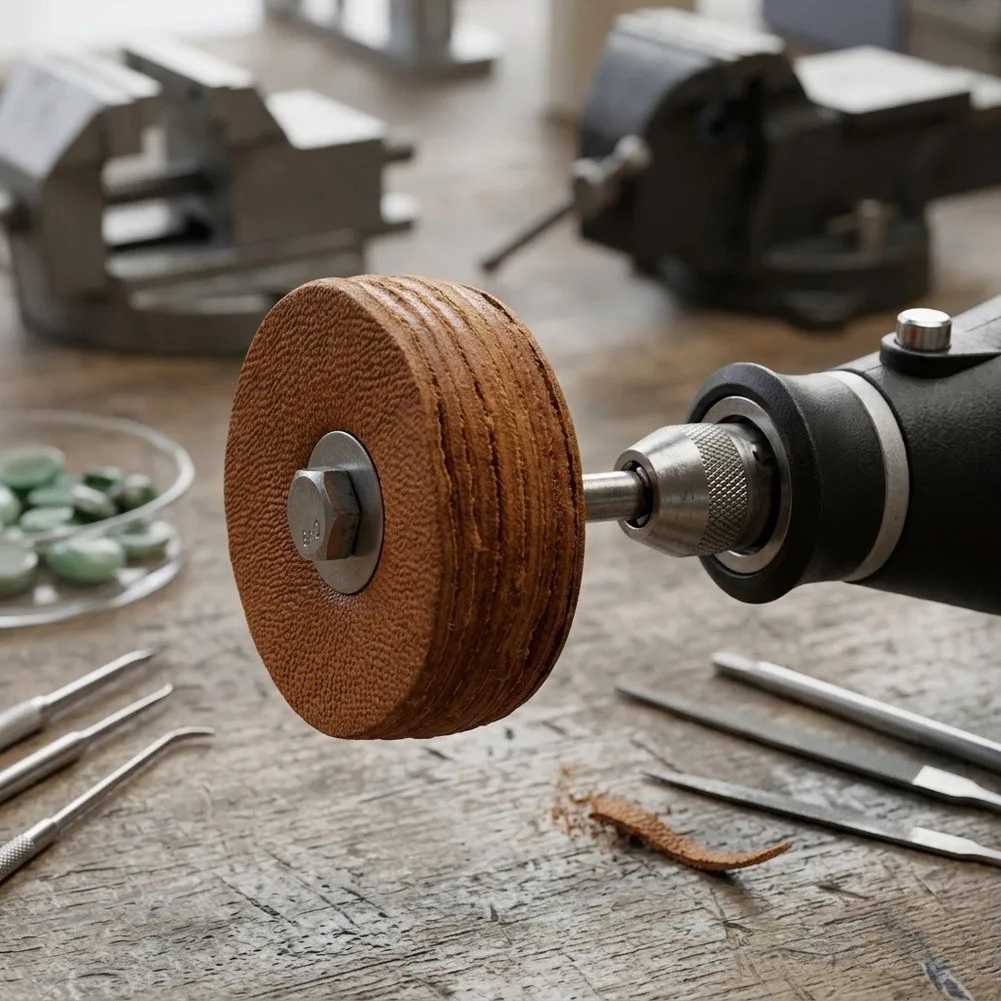 Rotary Tool Compatible Leather Polishing Wheel for For jade Carvers and Jewelry Makers with Dual Diameter Options