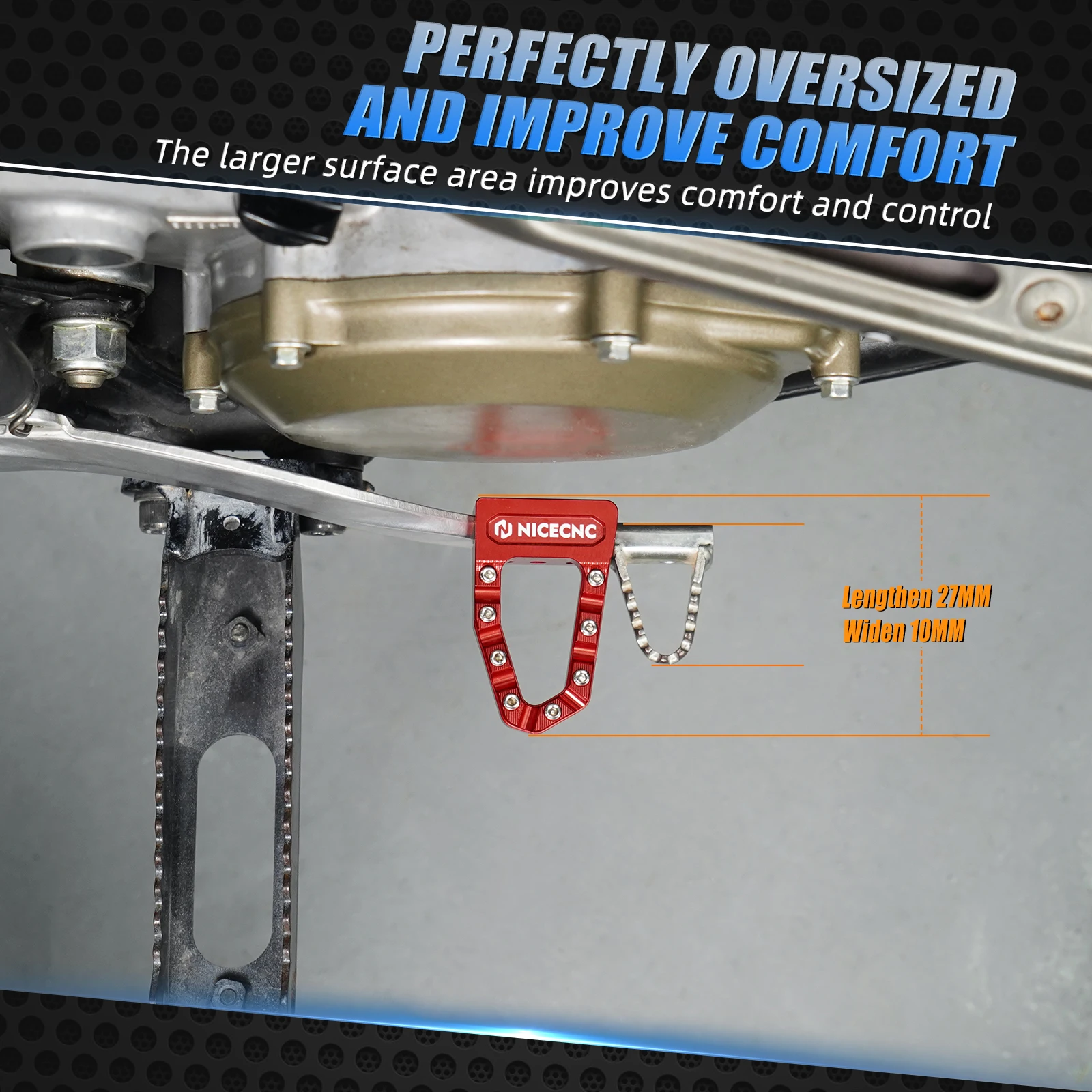 NICECNC Für Honda TRX450R 2006-2009 Hinterradbremspedalspitze für Honda TRX450ER Aluminium verbreitertes, rutschfestes, verstellbares ATV-Zubehör – Detail 7