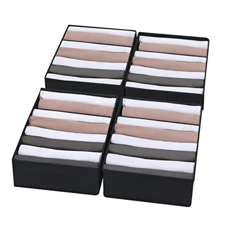 

4 Packs T-shirt Drawer Organizers for Clothing, 8 Grids Compartment Wardrobe Storage Box, Washable Clothes Organizer for Folded