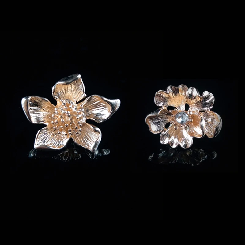 Engood 100Pcs Rhinesonte Flower Button Sewing Trim & Embellishments Craft Buckle DIY Hair Accessories Wedding Bridal Decoration