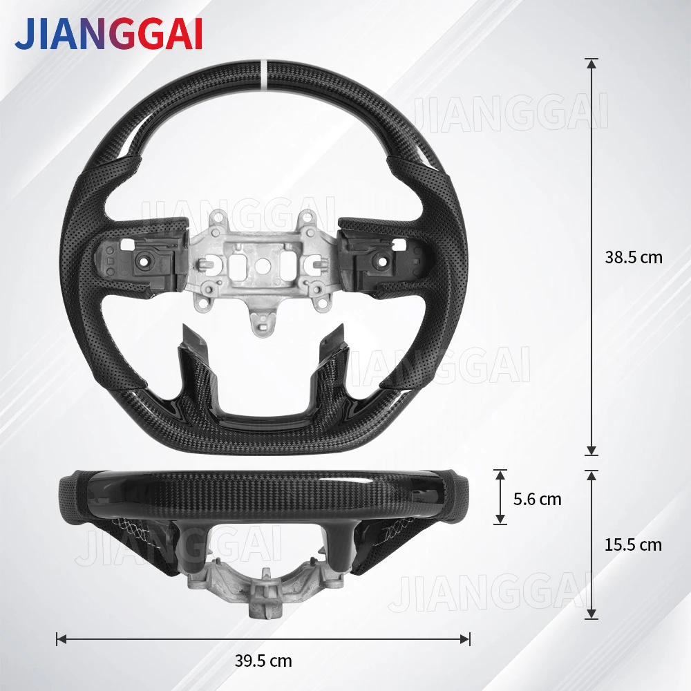 Real Carbon Fiber Steering Wheel White Stitching For Dodge RAM 1500 2500 3500 TRX 2018-2024 Perforated Leather Car Accessories view 4