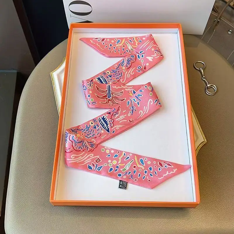 Versatile multifunzionale delle donne twill nastro cravatta borsa manico nastro fascia vendita calda piccola sciarpa sciarpa di seta 5 * 90 cm