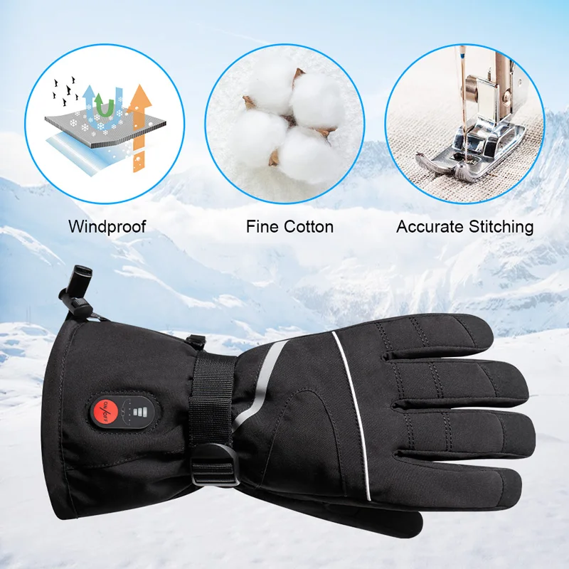 Smart touch screen 7.4V 2200mAh lithium battery waterproof and winter-proof outdoor sports heating gloves men's and women's