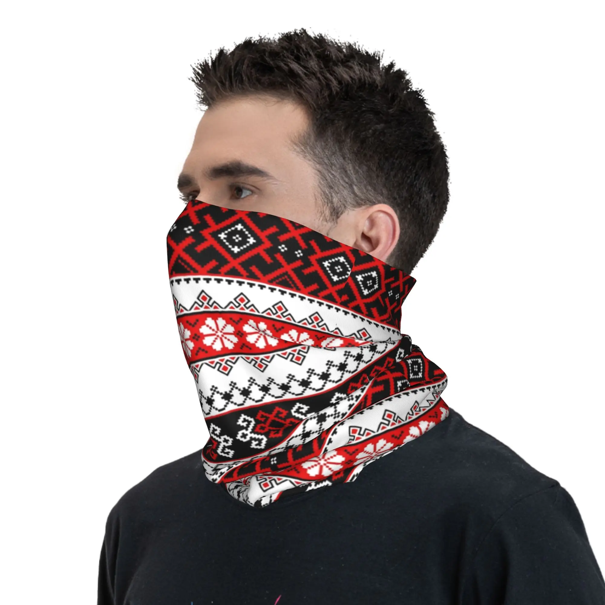 Ukrainian Bright Color Vyshyvanka Leggings and Designs Neck Gaiter UV Face Shield Winter Ukraine Ethnic Bandana Scarf for Hiking