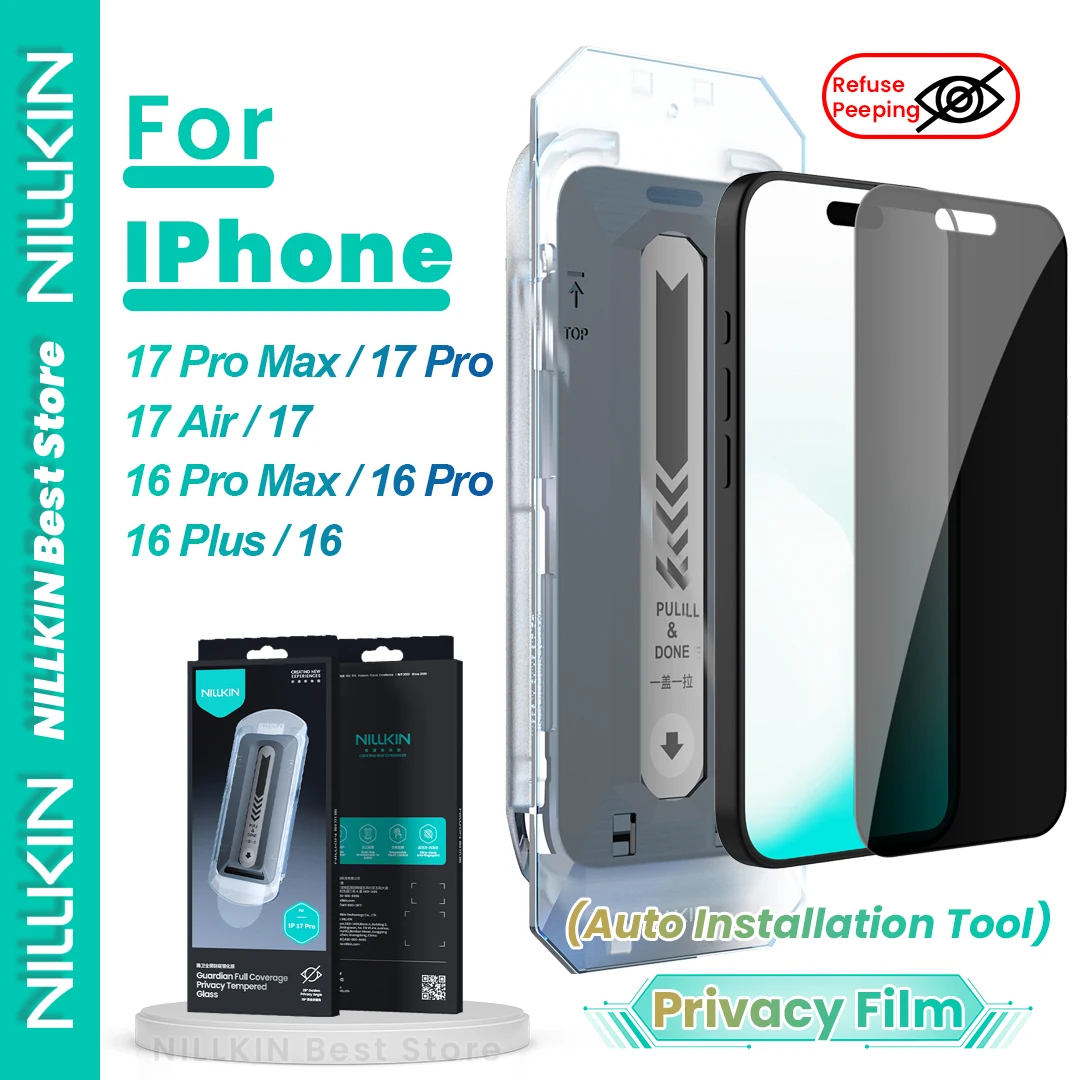

Nillkin For Iphone 17 Pro Max 17 Air 17 Pro 16 Pro Max 16 Plus 9h Anti-Peeping Tempered Glass Film (With Auto Installation Tool)