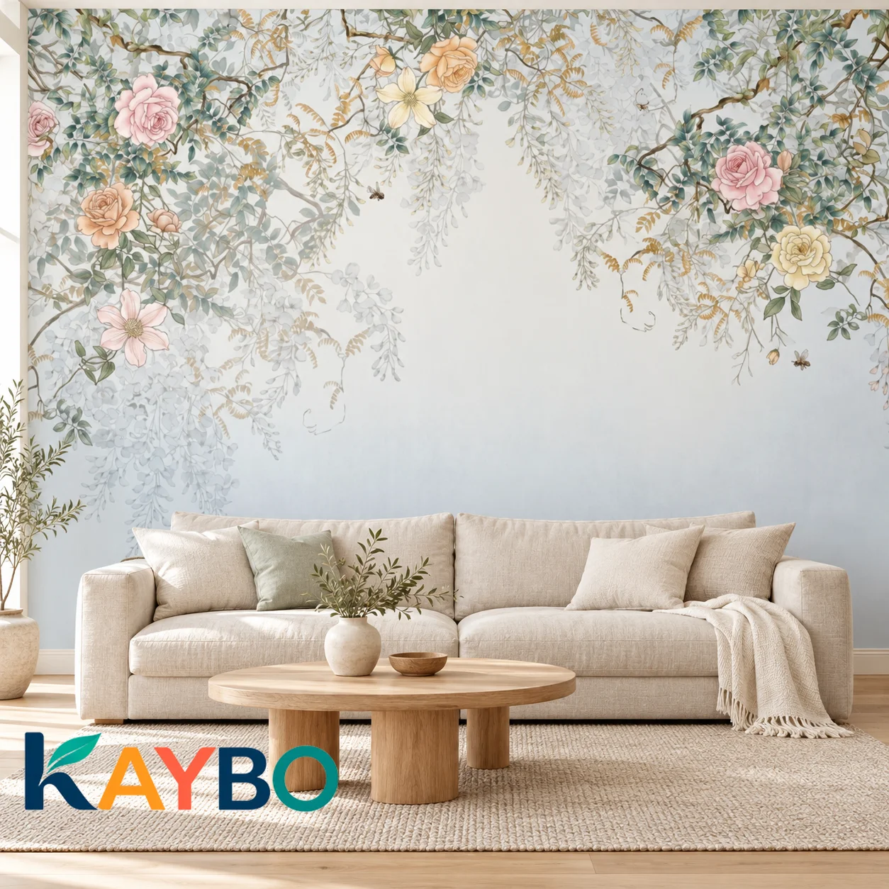 Wallpaper, murals, plants, flowers, wall decorations, flower branches, bedroom and living room decorations, non self-adhesive