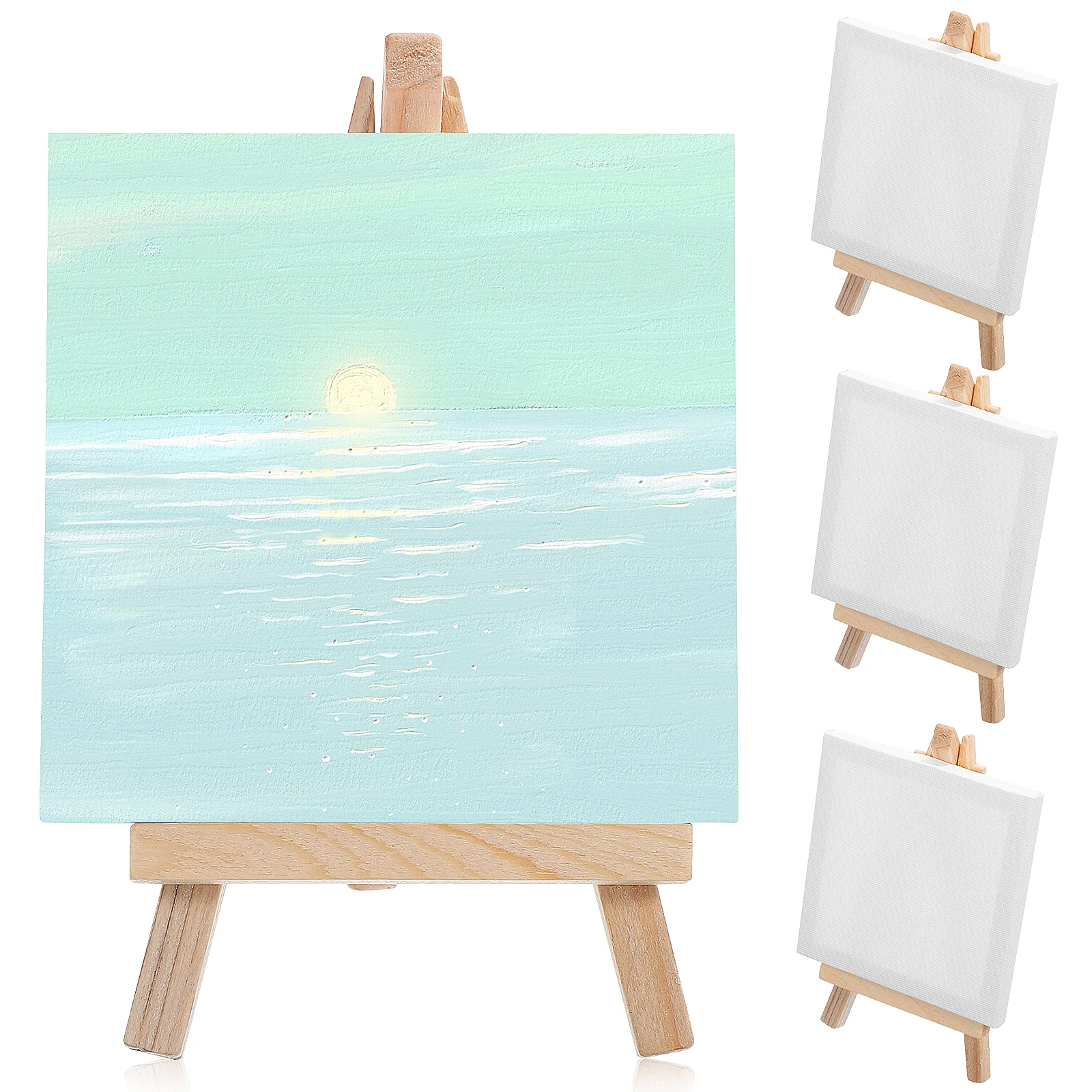 

Mini Canvas and Easel Set Compact Wooden Easel Stand for Beginners Pro Artists Portable Mini Canvas
