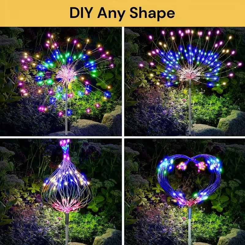 Solar Firework Path Light Outdoor Waterproof Solar Patio Lamp Flower Decorative Light for Garden Yard Landscape Ambient Lighting