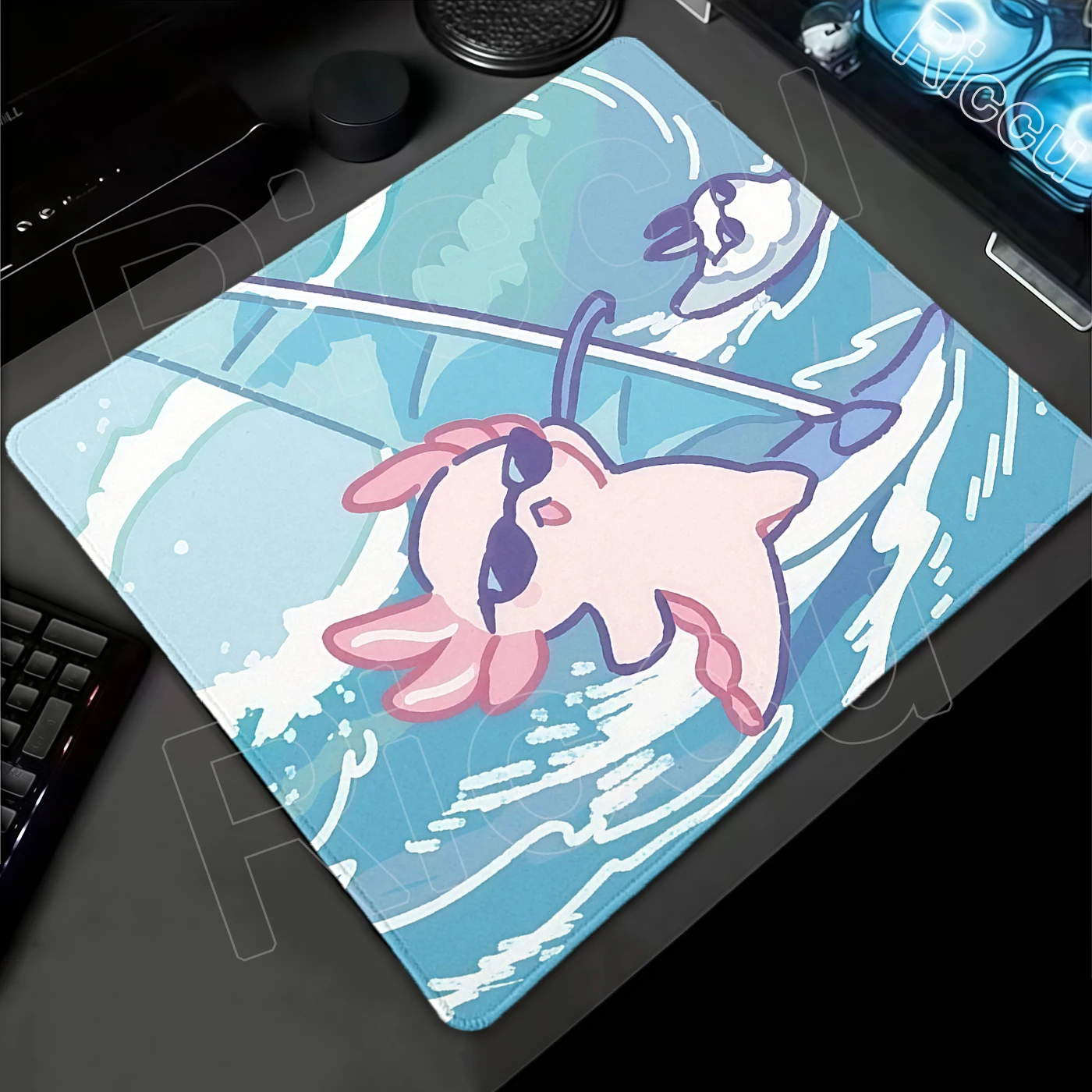 Kawaii Pink Axolotl Mouse Pad Gamer PC Keyboard Protection Desk Mat Small Square Decoration Carpet Notebook Gaming Stitched Edge