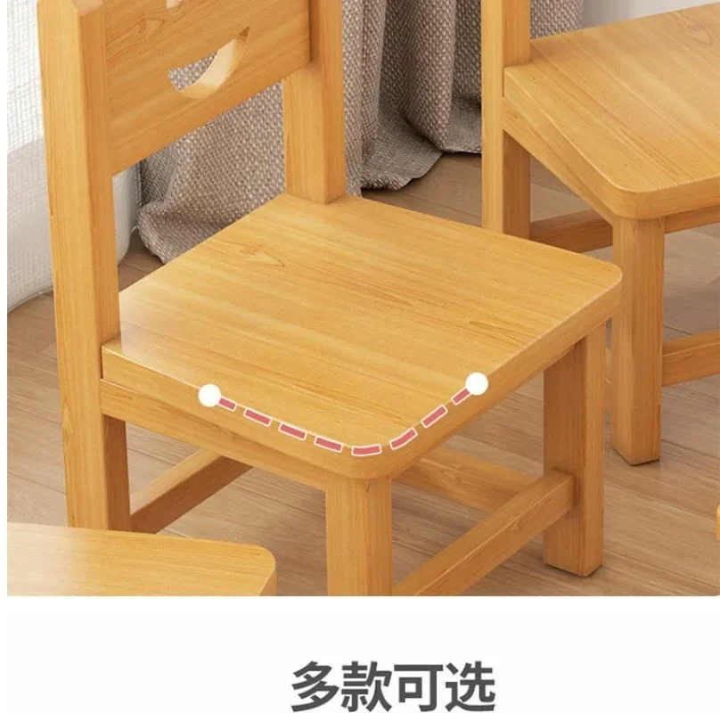 Solid Wood Bench Small Chair with Cute Backrest for Kids Kindergarten Chair Simple Changing Shoes StooL Log Low Stool