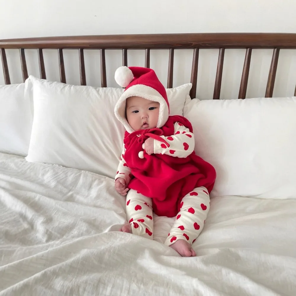 

Christmas Newborn Baby Santa Claus Cute Romper Kids Cartoon Red Jumpsuit Pants Toddler Xmas Clothes Costume Set