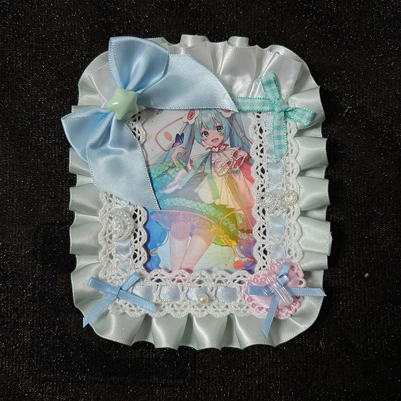 Lolita Maid Lace Handmade ID Card Holder Cute Badge Reel for Girls Kawaii Card Case with Lanyard