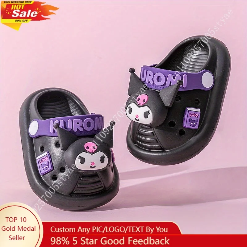 Kuromi Hello Kitty Sanrio Girls' Slippers Cartoon Clogs Non-Slip Breathable Beach Cute Outdoor Cool Slippers
