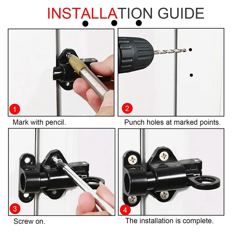 

2 Pack Spring Loaded Latch Sliding Lock, Used For Automatic Door Closing Gun Barrel Latch Automatic Sliding Door Lock