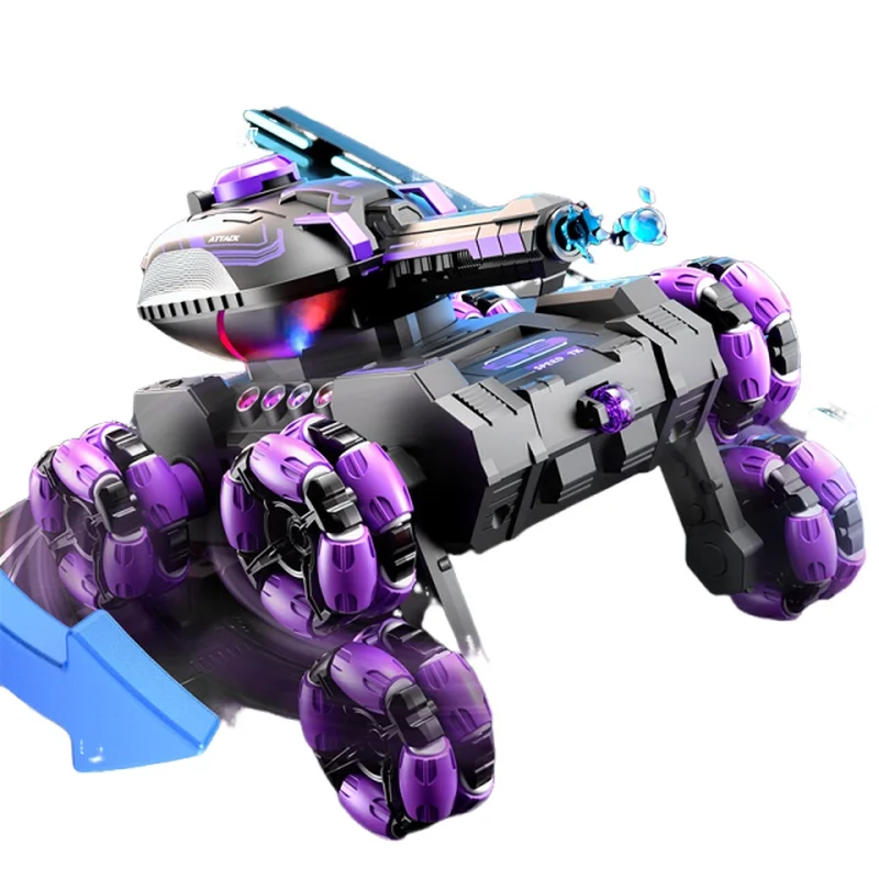 소년을위한 스턴트 원격 제어 탱크 장난감 오프로드 어린이 날 선물 특수 기술 제어 차량을 발사하는 물 총알